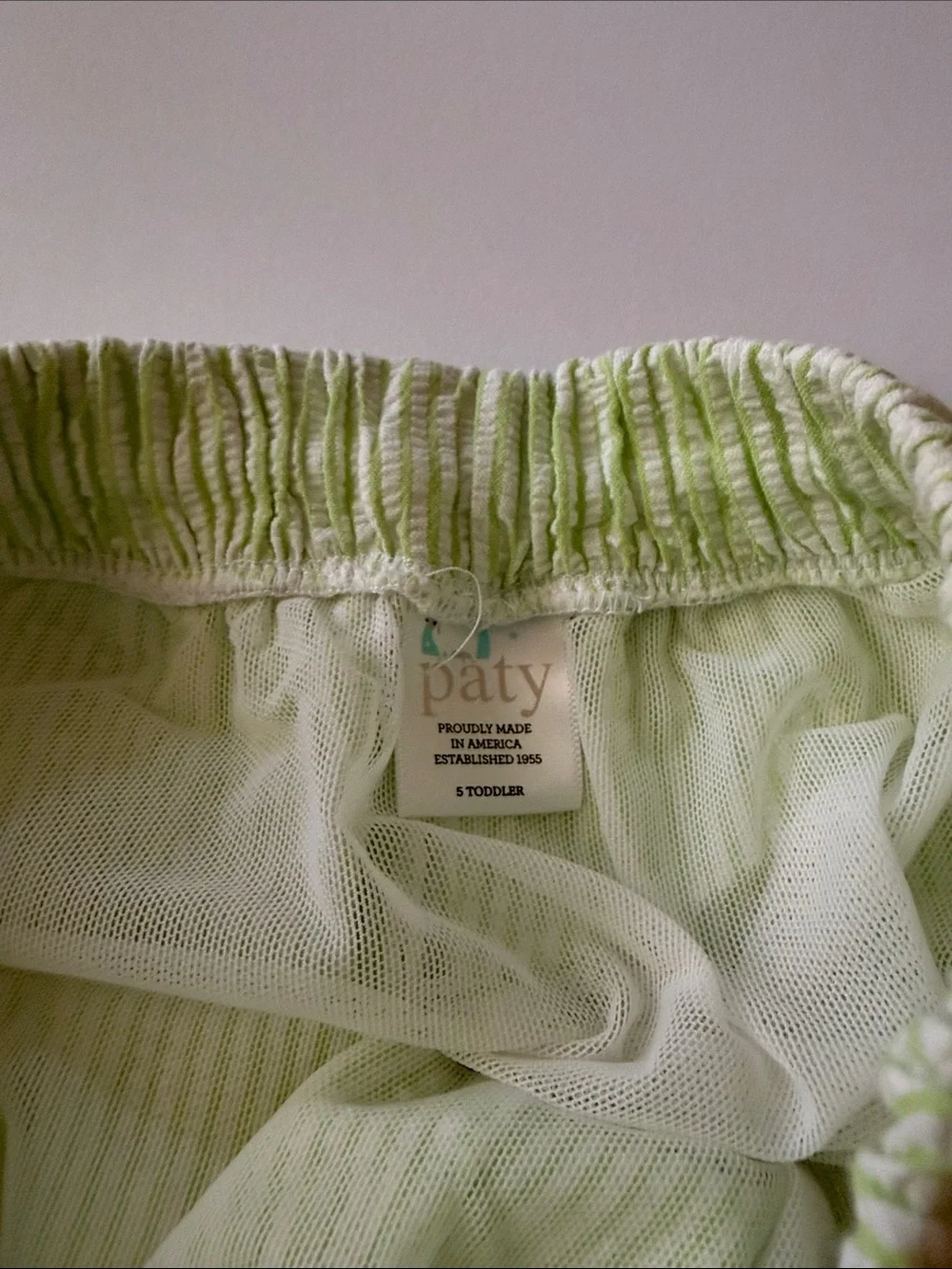 EUC Boys Light Green Seersucker Drawstring Swim Trunk 5T by Paty